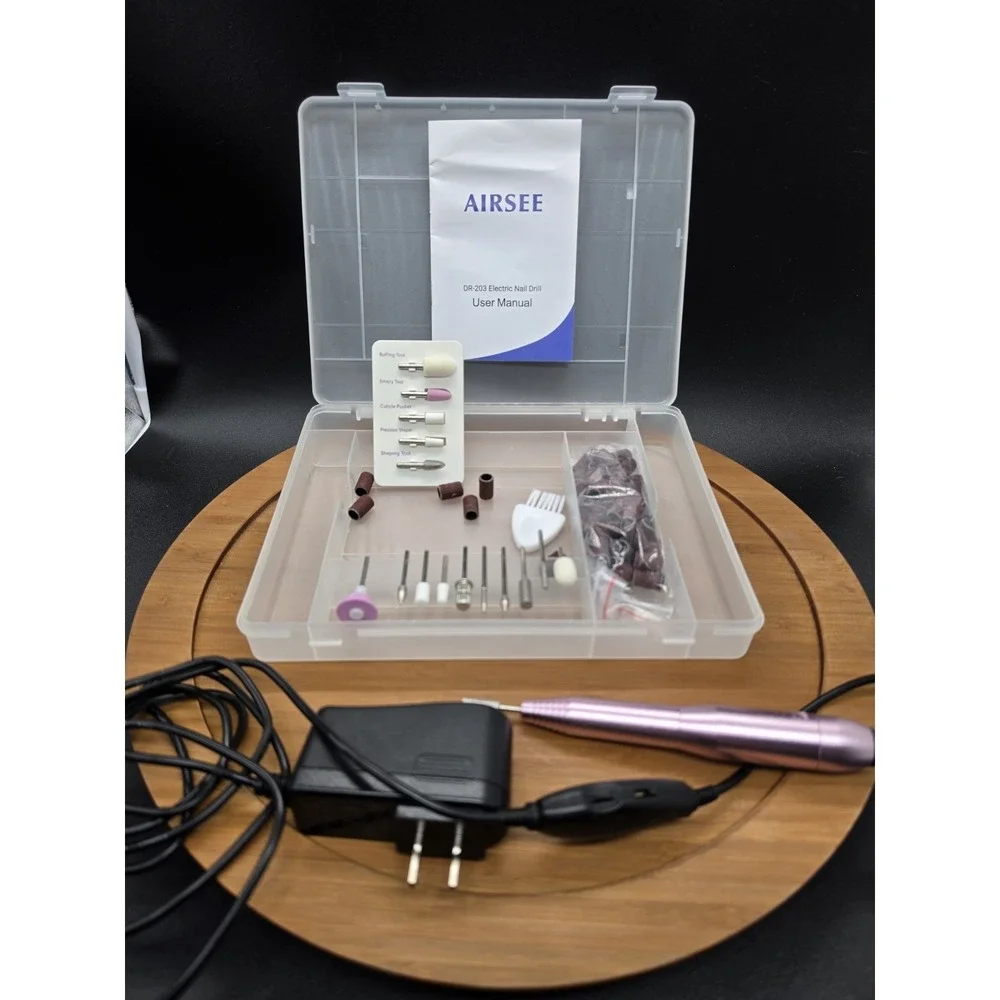 AIRSEE Master Cordless Electric Nail Drill Machine W/ Storage Case & Accessories